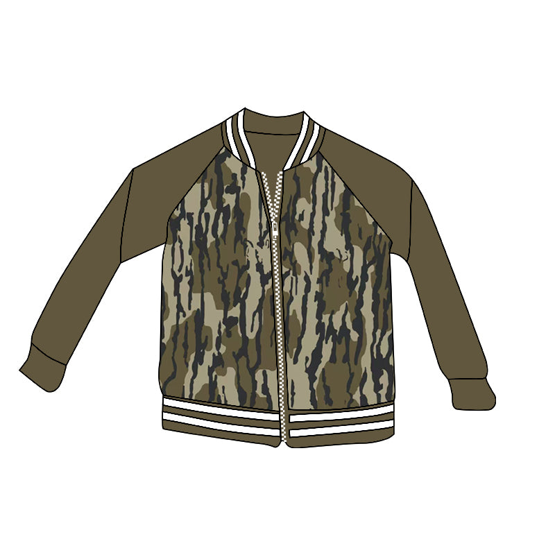 8.31 custom each style moq 5 eta 4-6week baby girls clothes camouflage zipper long sleeve top