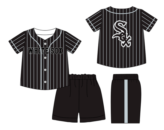 Custom moq 3 or 5 mix size milk silk summer teams baby boy clothes black short sleeve shorts sets-26.1.20