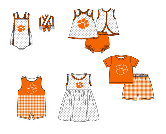 Custom moq 5 mix size milk silk summer teams orange Polka Dot Baby Romper Set Short-Sleeved Thong Dress for Girls And Short-Sleeved Shorts for Boys Cute Baby Outfit Combination