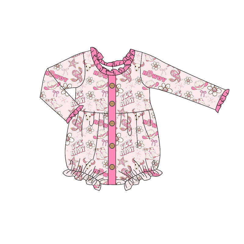 9.14 custom each style moq 5eta 4-6week Sibling Sister howdy pink baby girl sets and dress and rompers match family design
