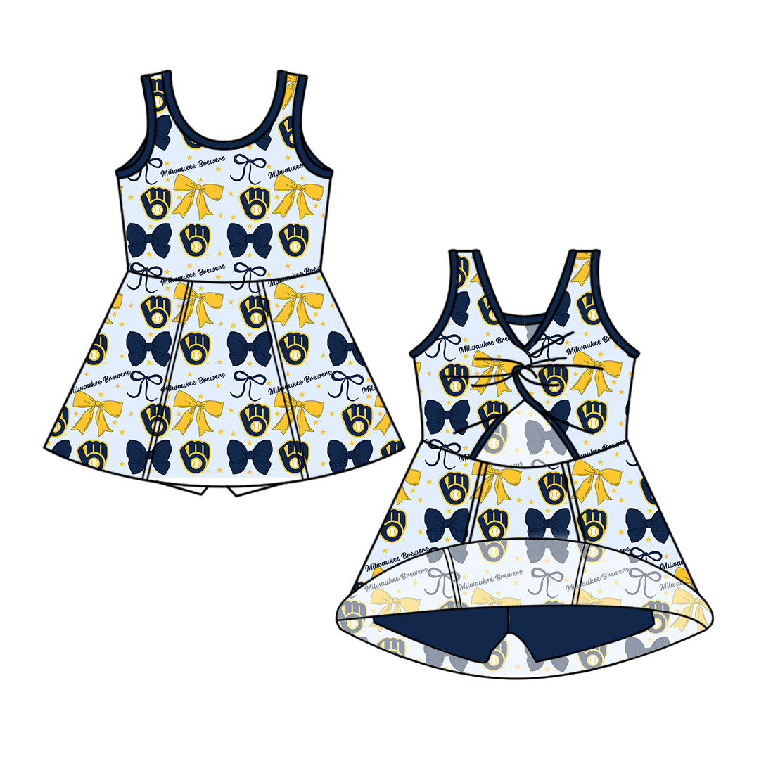 Custom moq 5 mix size milk silk summer teams baby girls clothes team bow sleeveless skirts sets and dress 1 and dress 2 and top-25.6.20