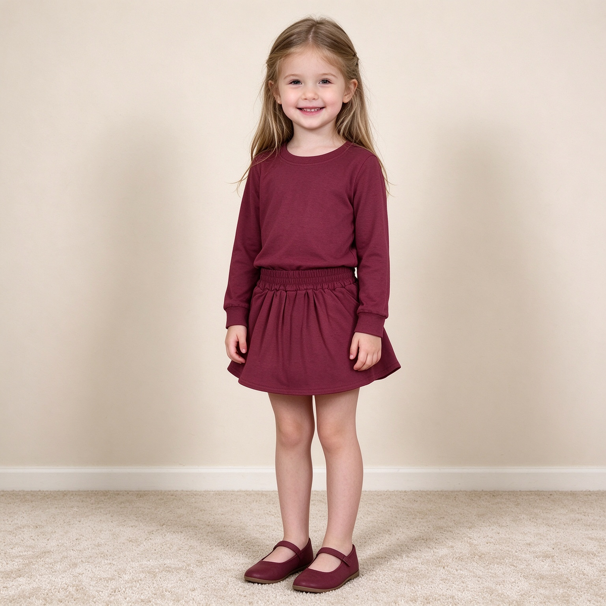 NEW RTS NO MOQ cotton GLD1697 Baby Girls Plum  Long Sleeve Top Pockets Skirt Short 2Pcs Clothes Sets