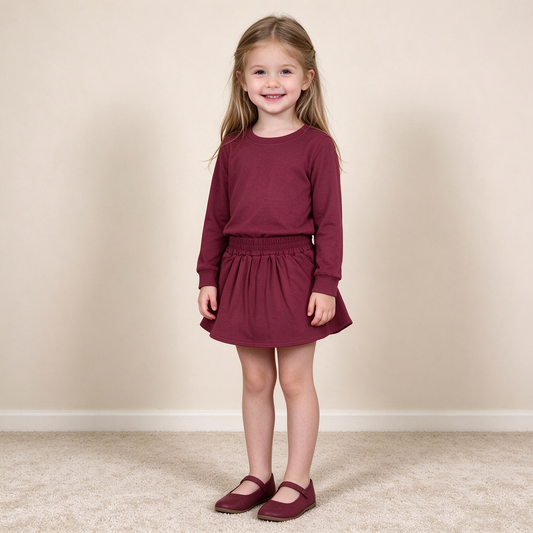 NEW RTS NO MOQ cotton GLD1697 Baby Girls Plum  Long Sleeve Top Pockets Skirt Short 2Pcs Clothes Sets