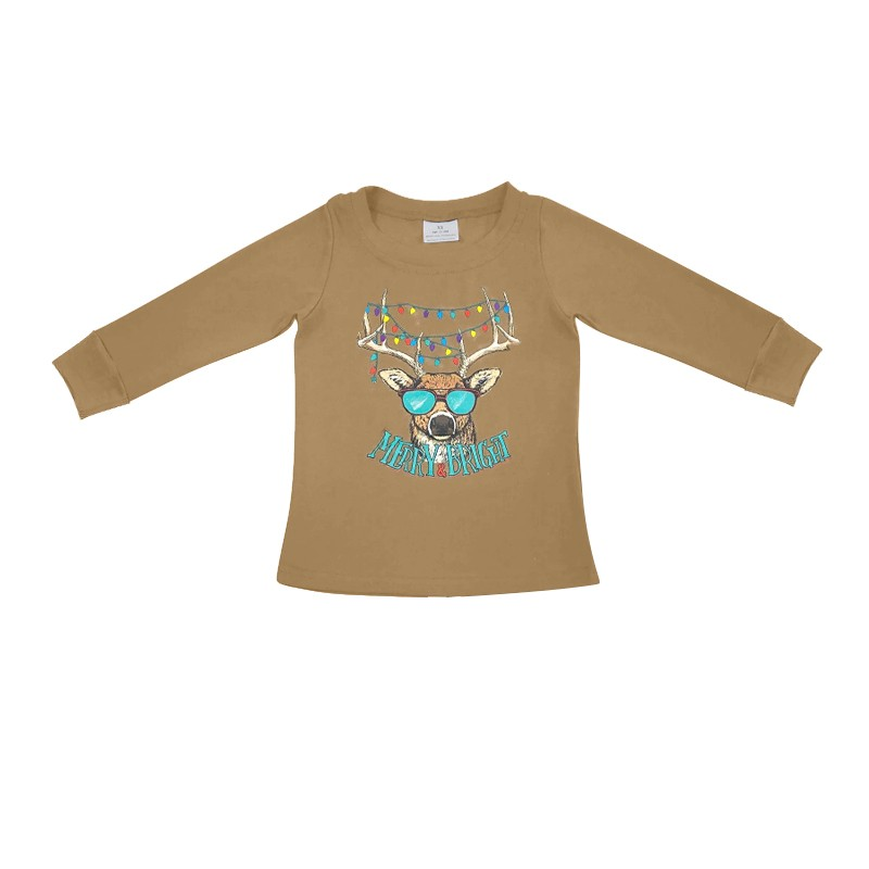 Deadline October 19 custom no moq eta 6-8weeks Colorful Elk Horn Puppy Group Brown Long Sleeve Top