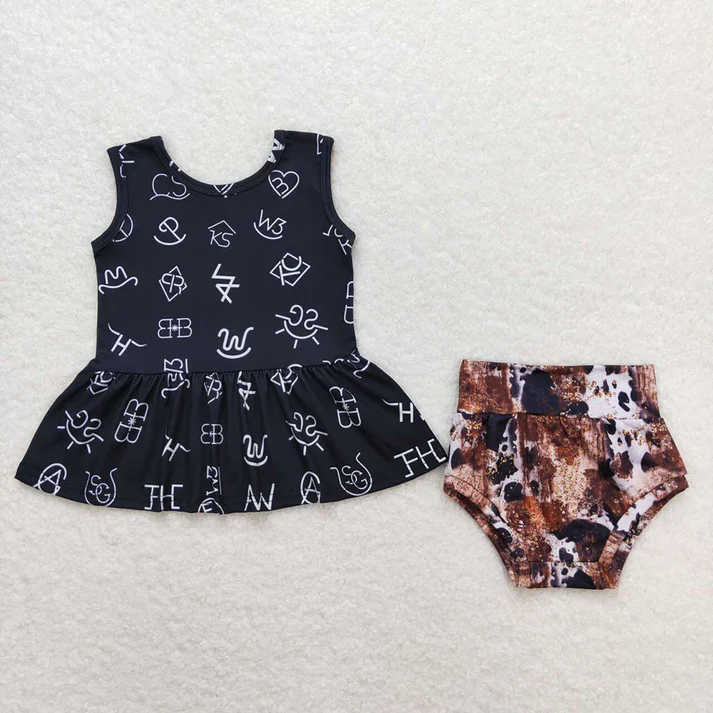 RTS NO MOQ baby girls clothes short sleeve briefs sets