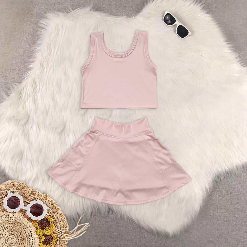RTS NO MOQ Girls clothes yoga short sleeve Clothes Sets dress