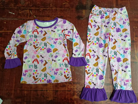 Custom moq 3 eta 6-7weeks Light purple musical instrument-clothing pattern loose flared sleeve long sleeve suit