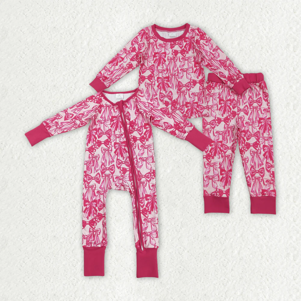 RTS Sibling baby girl clothes bow long Sleeve pants sets and rompers