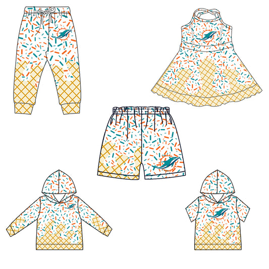 Custom summer teams baby girls clothes team white hooded long sleeve tops and short sleeve top and dress and pants and shorts-25.6.18
