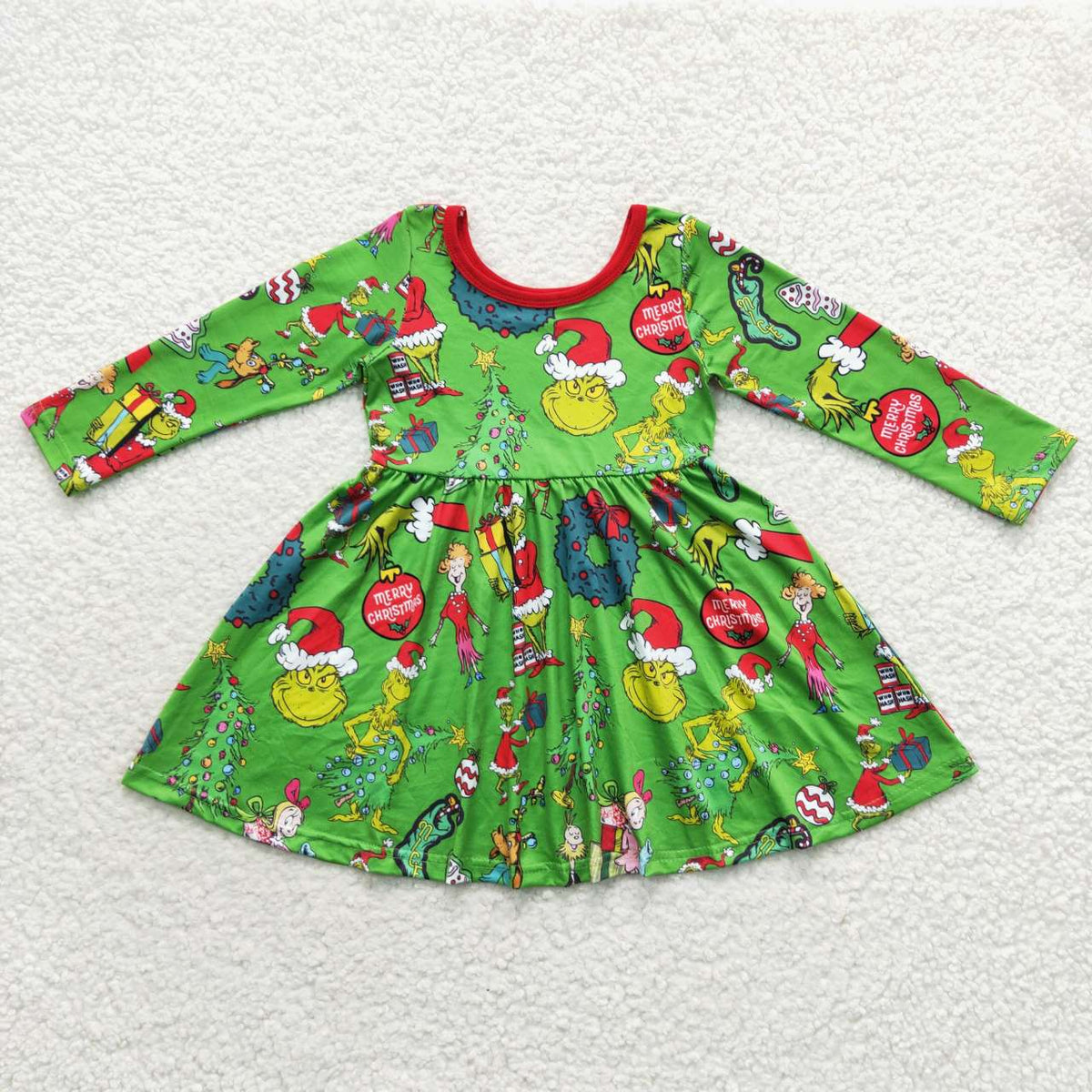 GLD0345 Cute Clothes  Green Long Sleeve Dress