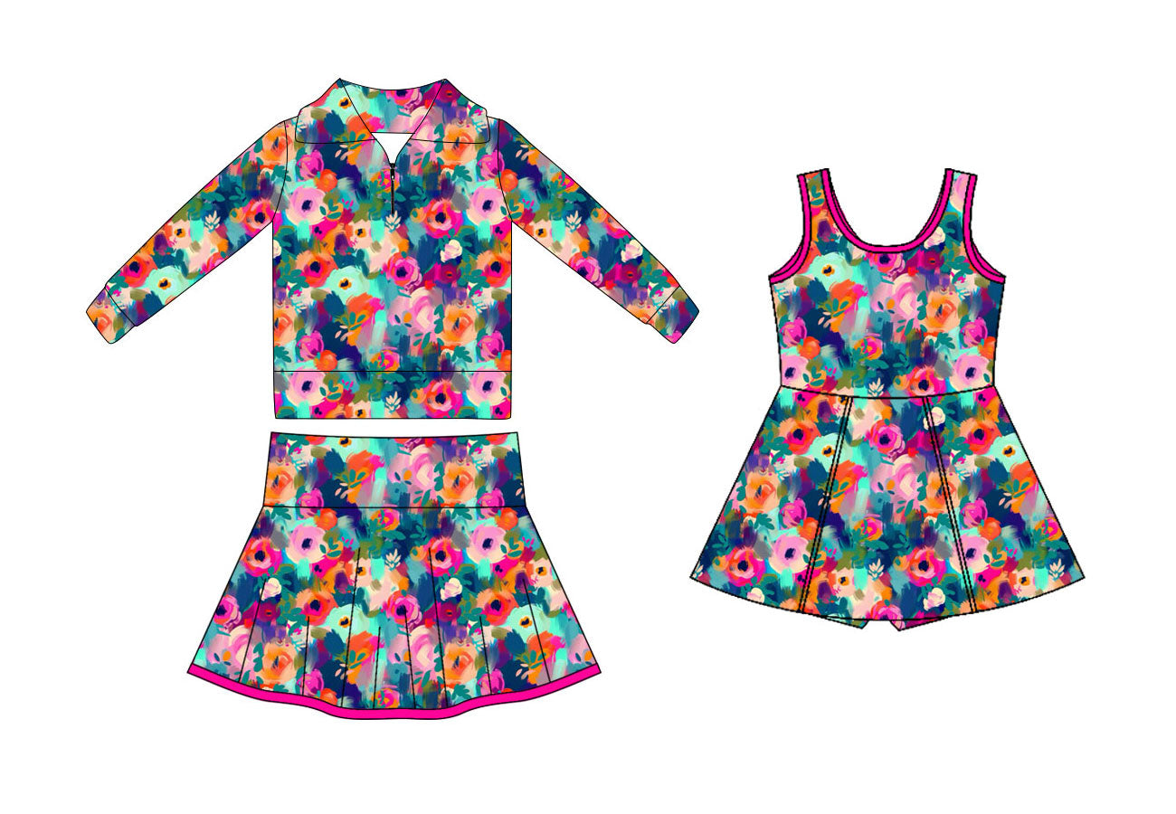 25.10.24 custom each style moq 5 eta 6-8week Sibling Sisters floral baby girl long sleeve skirts sets and dress match family design