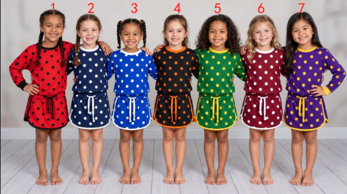 custom moq 5 mix size CAMOSW0101 Baby Girls Polka Dot Long Sleeve Top Drawstring Waist Skort Contrast Binding Casual Daily Playwear Set