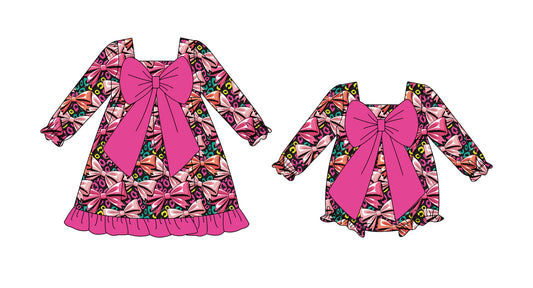 25.9.24 custom each style moq 8 eta 6-8week Sibling Sisters baby girl long sleeve dress and rompers match family design