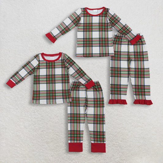 RTS NO MOQ Sibling baby girl boy clothes Christmas long-sleeved pants suits