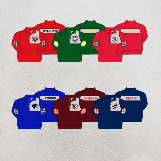 custom moq 5 mix size MSD070401 Baby Kids Long Sleeve Zip Up Pullover Casual Top