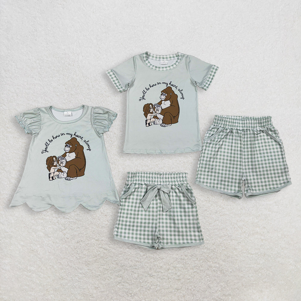 RTS NO MOQ sibling baby girls boy clothes short sleeve Clothes Sets