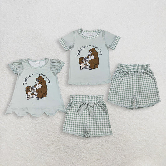 RTS NO MOQ sibling baby girls boy clothes short sleeve Clothes Sets