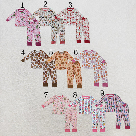 RTS Sibling Baby Girls Boots Cactus Western Christmas Pants Pajamas Sets