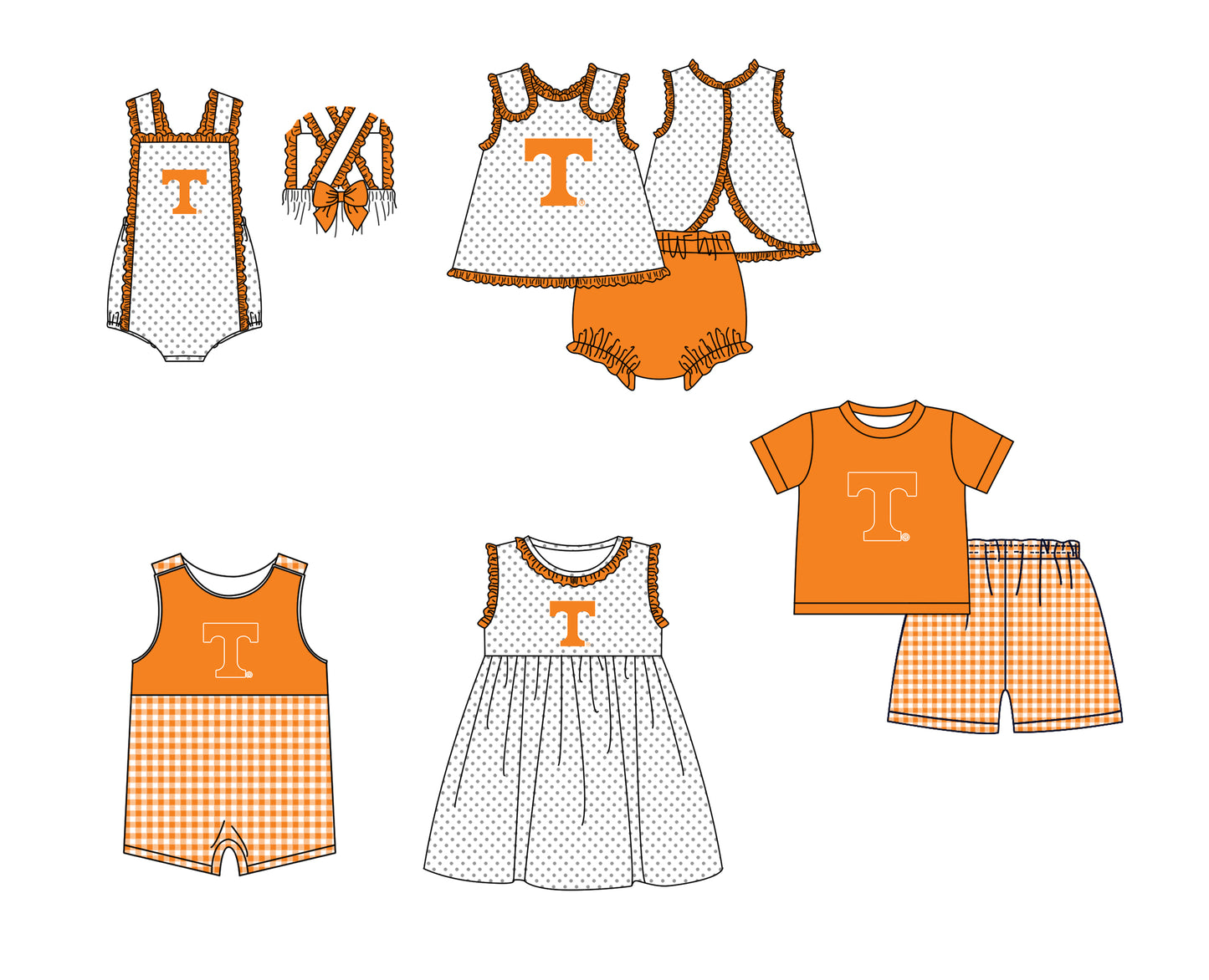Custom moq 5 mix size milk silk summer teams Orange Polka Dot Baby Romper Set Short-Sleeved Thong Dress for Girls And Short-Sleeved Shorts for Boys Cute Baby Outfit Combination