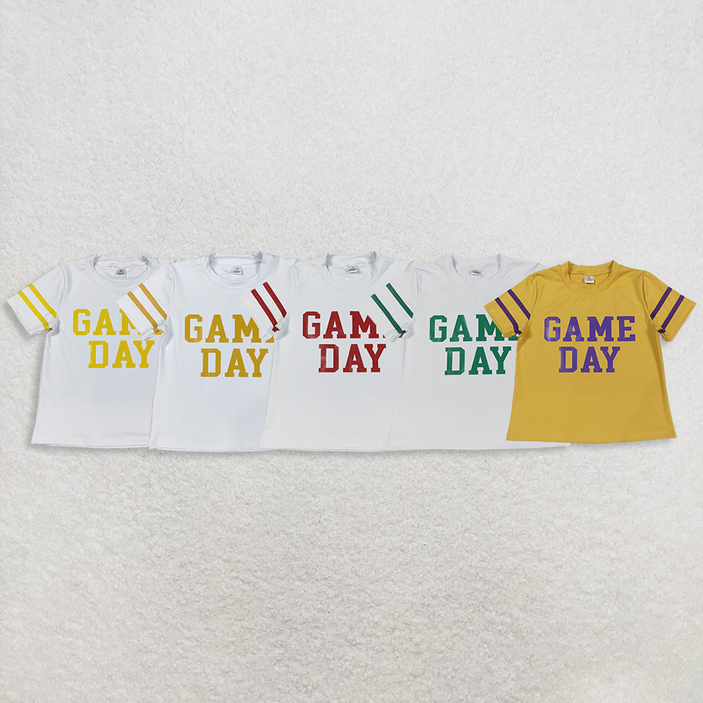 RTS NO MOQ Sibling baby girl clothes GAME team yoga short sleeve tops