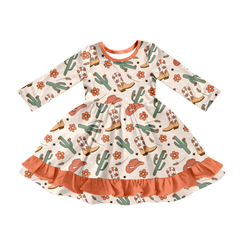 8.5  custom each style moq 5eta 4-6week baby girls clothes boots hats catcus long sleeve dress