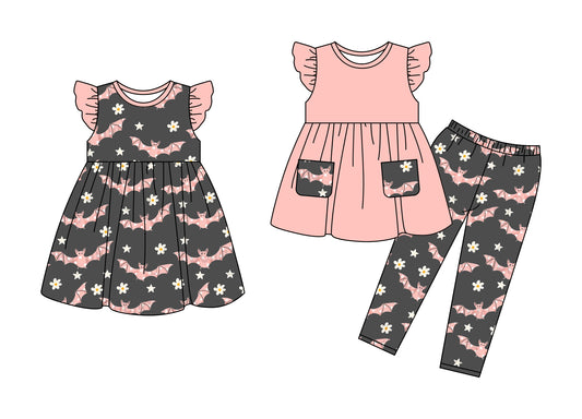25.5.9 custom each style moq 5eta 4-6week Sibling Sister floral bats baby girl pants sets and dress match family design