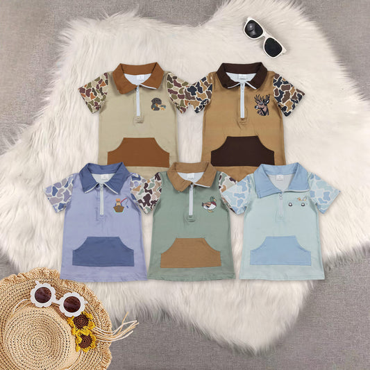 RTS NO MOQ Sibling baby girl clothes duck camouflage Short-Sleeve Tops