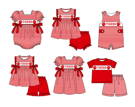 Custom moq 5 mix size milk silk summer teams baby girl boys clothes red short sleeve shorts sets 2 and brief sets and dress and rompers 2 series