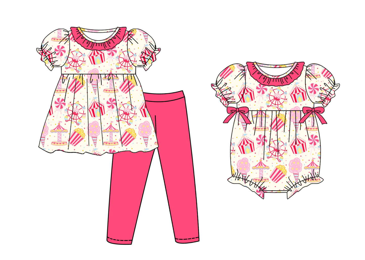 25.10.25 custom each style moq 5 eta 6-8week Sibling Sisters baby girl clothes short sleeve pants sets and romper match family design