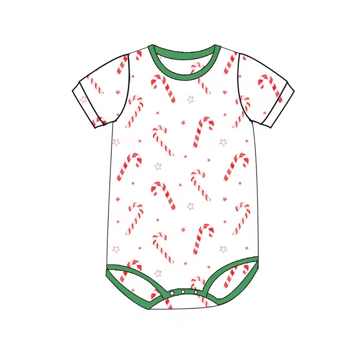 Custom moq 3 eta 6-8 weeks Red Striped Christmas Cane-Five-Pointed Star Pattern White Short-Sleeved Climbing Suit