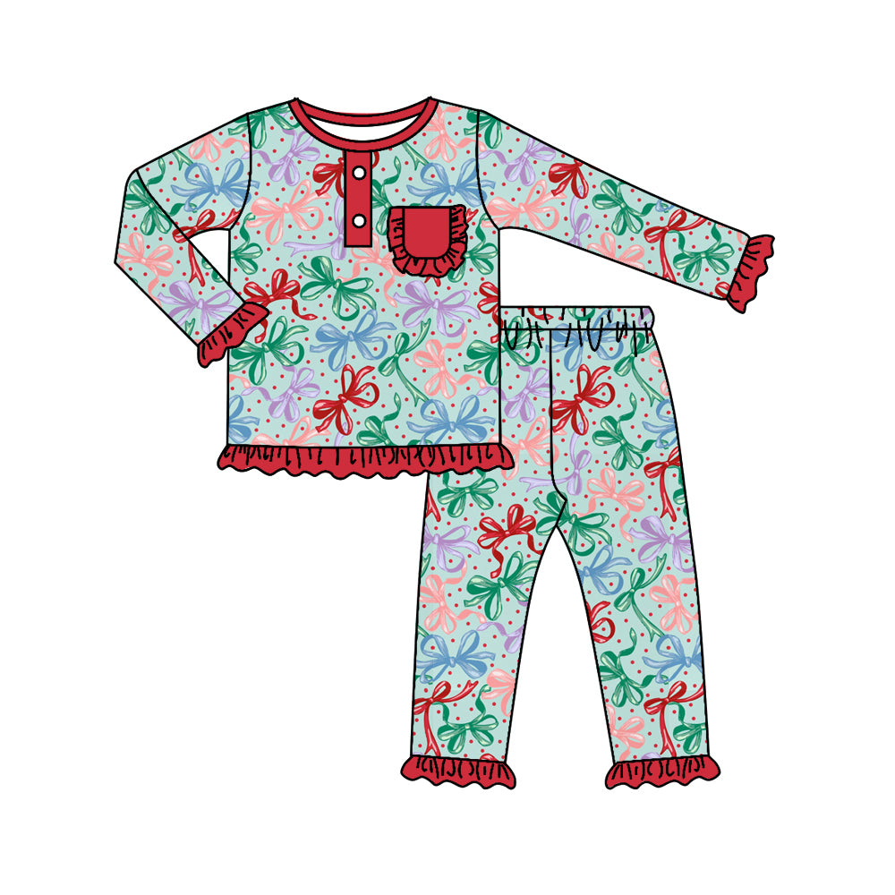 5.21custom each style moq 5eta 4-5week Sibling Sister Multicolor bow and red polka dots green and red lace girls set and dress and baby romper match family design