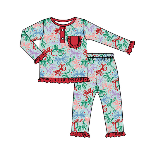 5.21custom each style moq 5eta 4-5week Sibling Sister Multicolor bow and red polka dots green and red lace girls set and dress and baby romper match family design