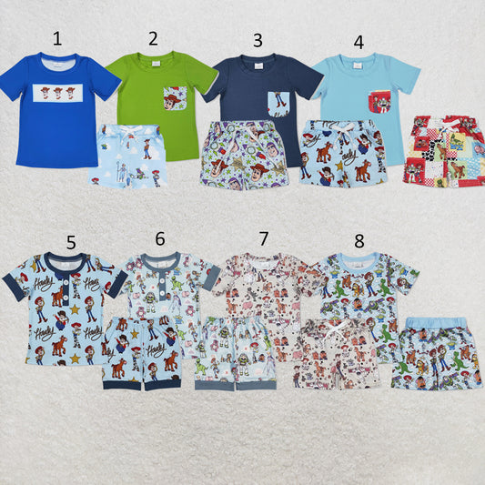 RTS NO MOQ Sibling milk silk Cute Clothes Baby Boys Short Sleeve Tee and Shorts Casual Set