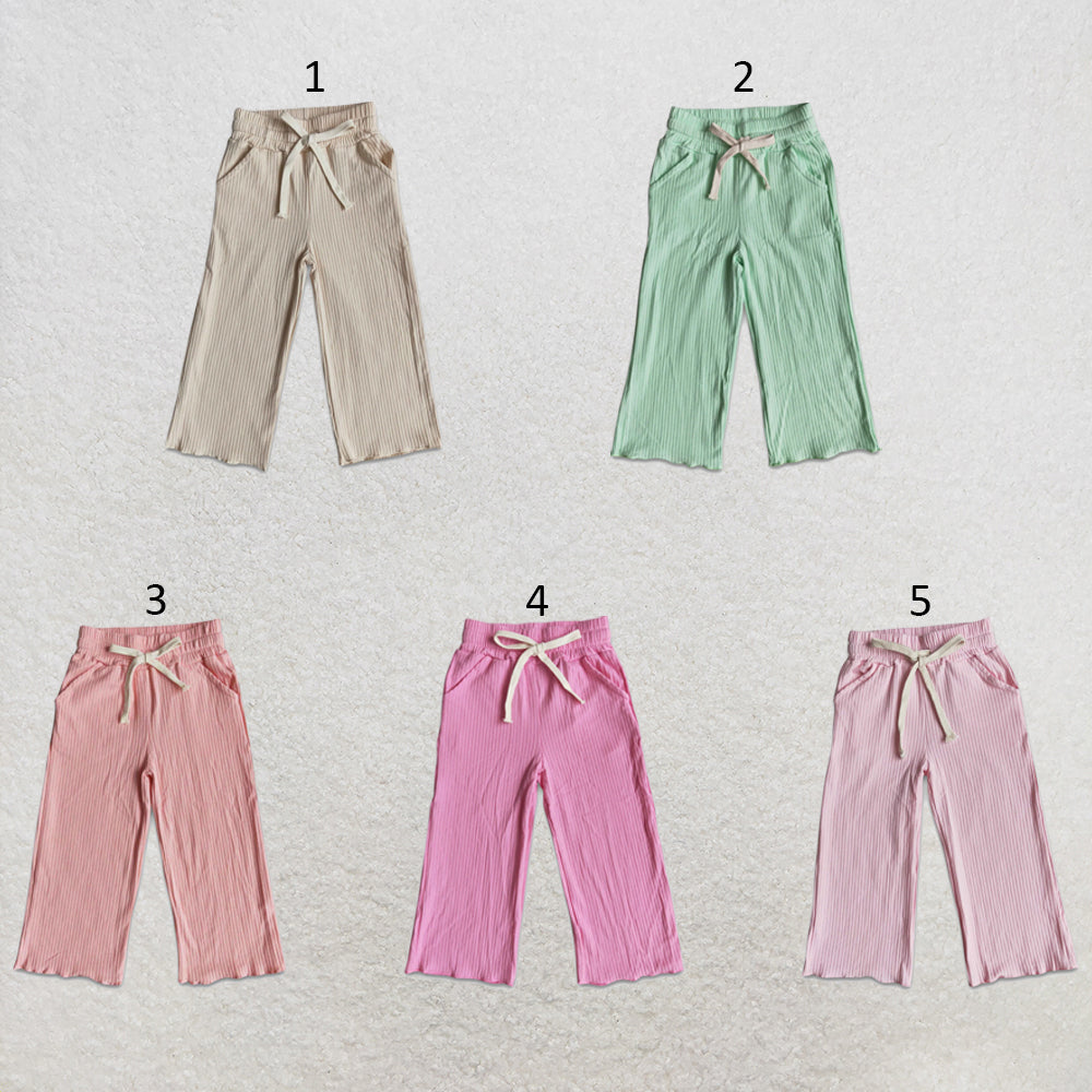 RTS NO MOQ Sibling cotton Baby Girls Solid Color Long Bell Pants Casual Daily Bottoms