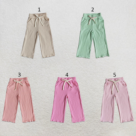 RTS NO MOQ Sibling cotton Baby Girls Solid Color Long Bell Pants Casual Daily Bottoms