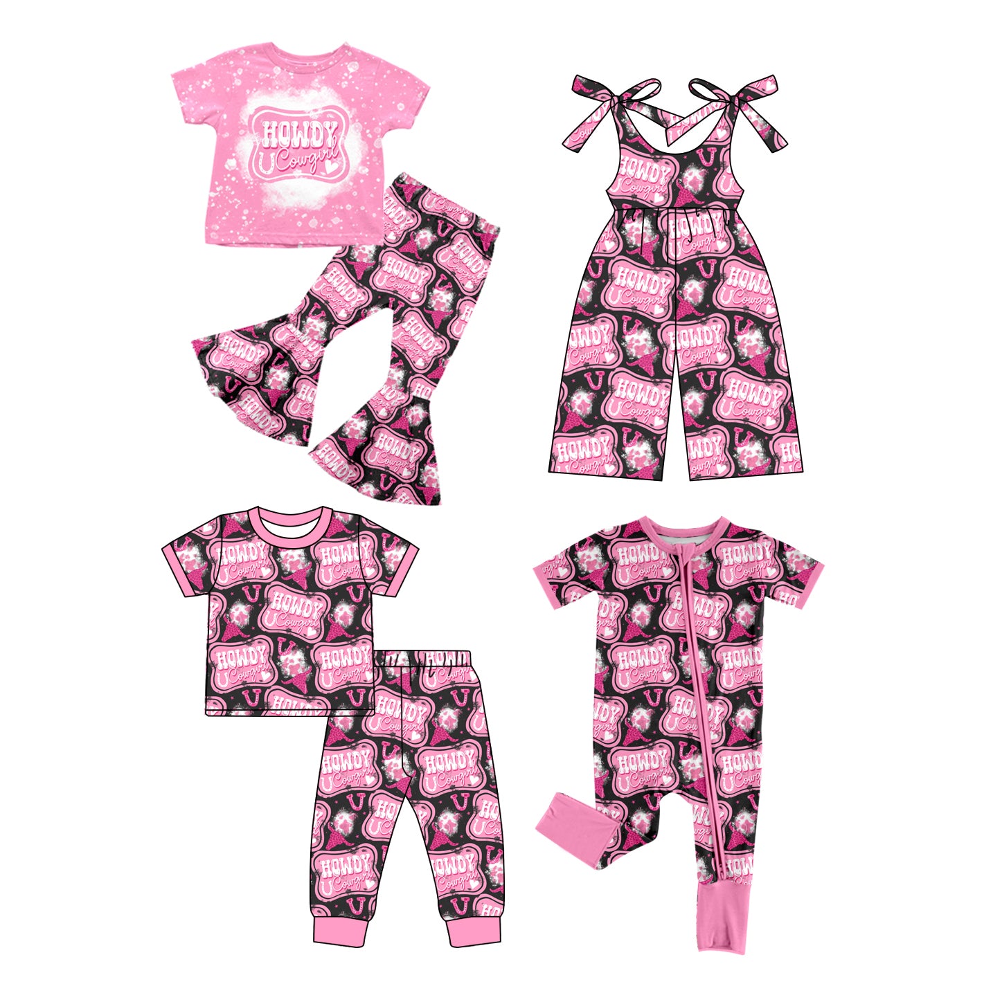 12.23 custom each style moq 5eta 4-6week Sibling Sister HOWDY baby girl short sleeve pants sets and pants sets and rompers and jumpsuit match family design