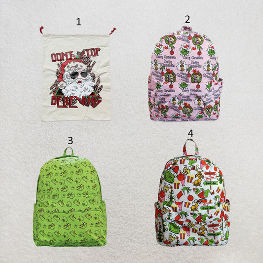 RTS NO MOQ Sibling Bags Cute Clothes Baby Kids Christmas Print Strap Zip Backpack Bag