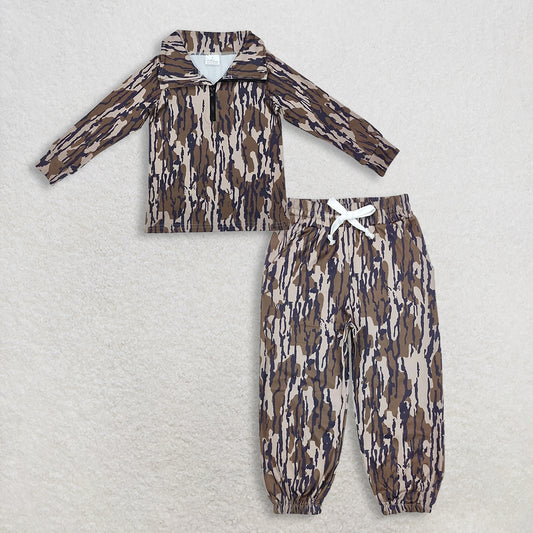 RTS NO MOQ Sibling baby boy clothes Camouflage army green hooded long-sleeved sets and top and pants