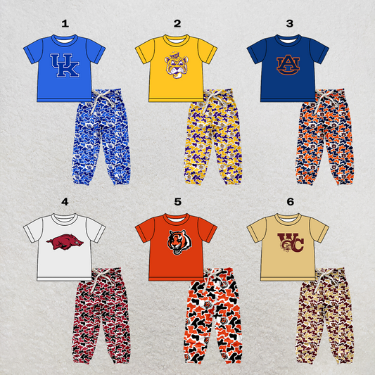 custom moq 5 mix size XY062504 Baby Kids Short Sleeve Shirt Camo Long Pants Set