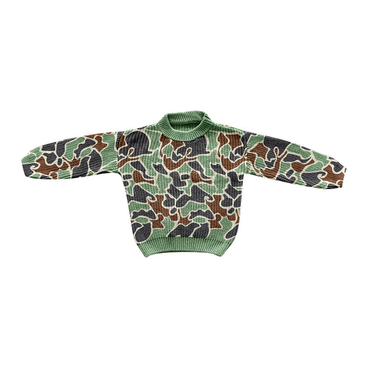 7.12 custom each style moq 5eta 4-6week baby boys clothes Camouflage Green Long Sleeve Sweater Cardigan