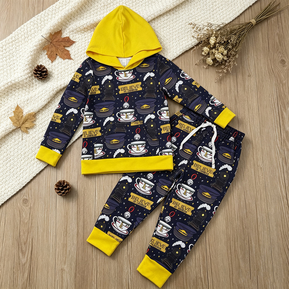 NEW RTS NO MOQ milk silk BLP1552 Baby Boys Long Sleeve Hoodie Pockets Jogger Set