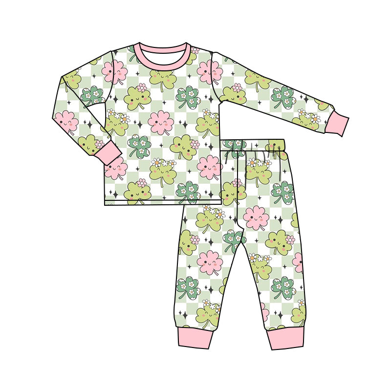 10.17 custom each style moq 5eta 4-6week Sibling Four Leaf Clover baby girls sets and rompers match family design