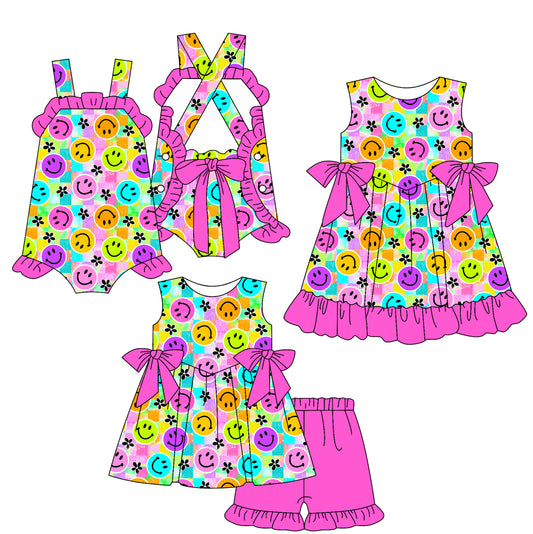 3.12 Custom moq 5 mix size Sibling Baby Girl's Sleeveless Top And Pink Shorts Set Cute Romper Dress for Summer