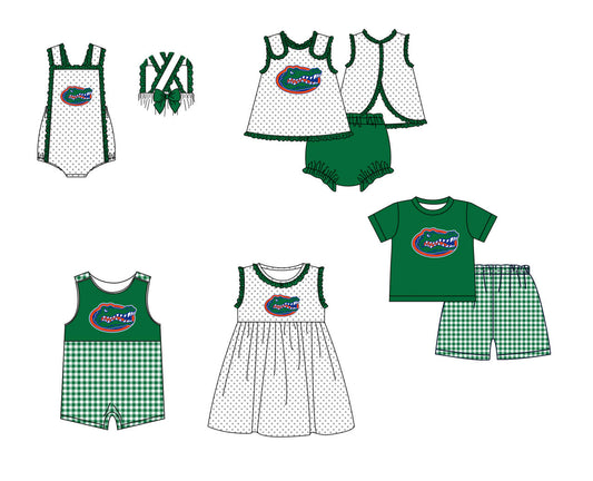 Custom moq 5 mix size milk silk summer teams green Polka Dot Baby Romper Set Short-Sleeved Thong Dress for Girls And Short-Sleeved Shorts for Boys Cute Baby Outfit