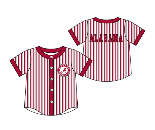Custom moq 5 mix size milk silk summer teams Red Striped Short-Sleeved Button-Down Shirt for Baby Boy Outfit