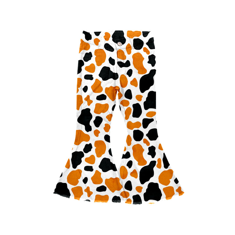 8.6 custom each style moq 5eta 4-6week baby boys clothes orange and black bell bottom pant jeans pant