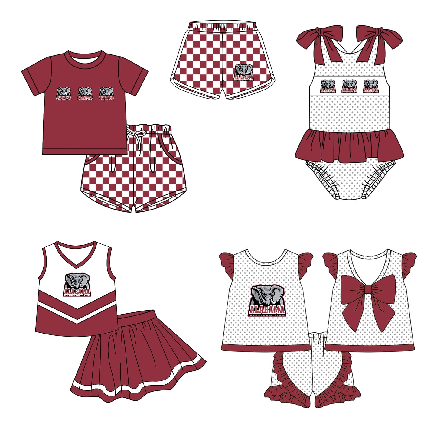 Custom moq 5 mix size milk silk summer teams Boy's Red Short-Sleeved Shirt And Plaid Shorts Set Girl's Two Short-Sleeved Outfits with Matching Swimsuits Adult Shorts