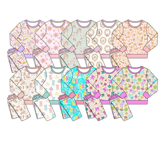 25.11.12 custom each style moq 5 eta 6-8week Sibling Sisters baby girl long sleeve pants sets 10 match family design