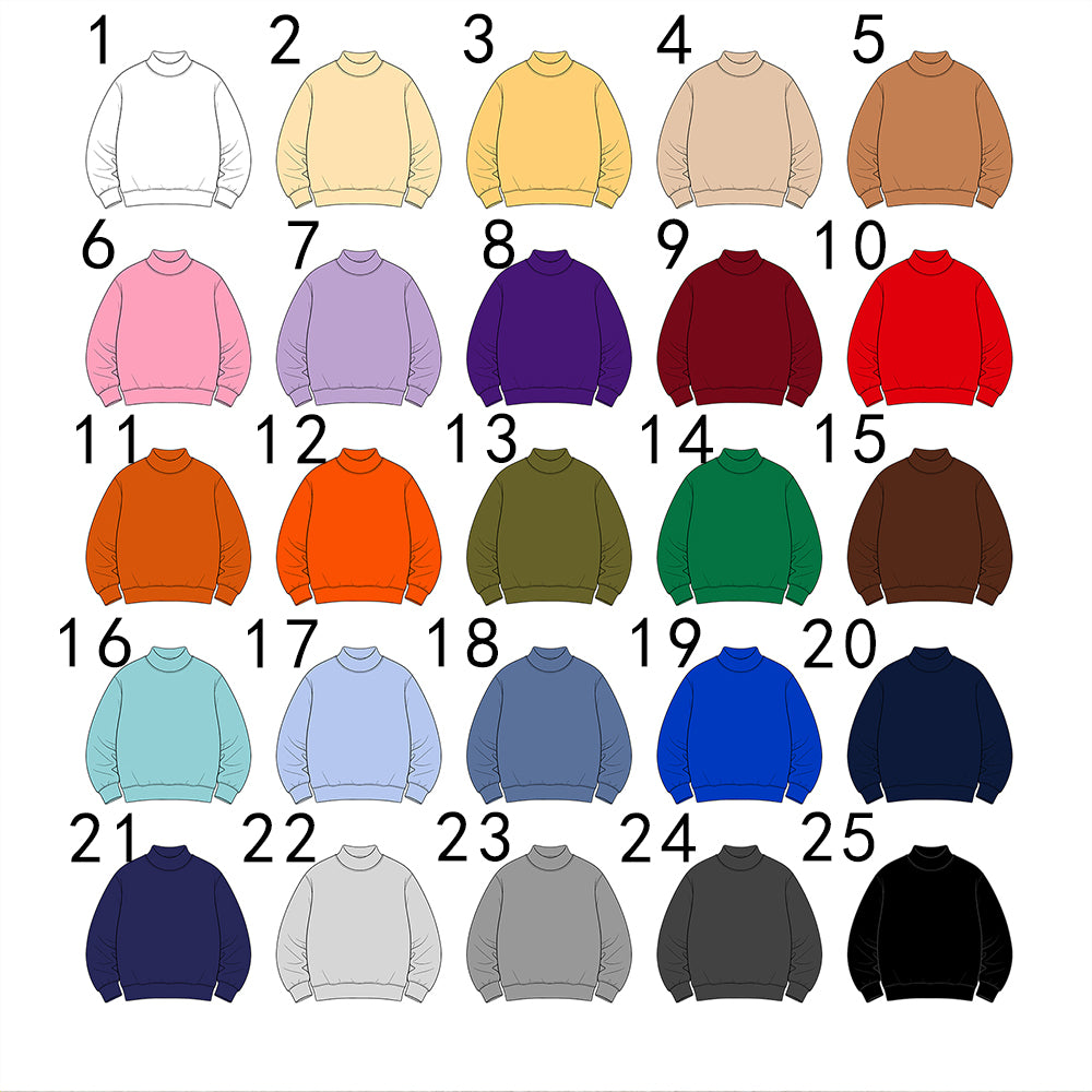 custom moq 5 mix size High Neck Baby Kids Solid Mock Neck Long Sleeve Pullover Sweatshirt Toddler Boys Girls Fall Casual Top