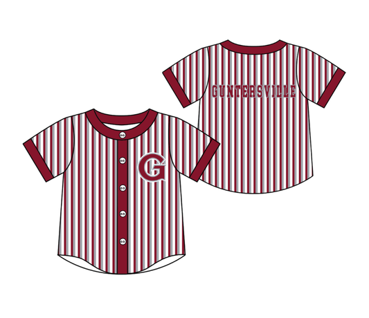 Custom moq 5 mix size milk silk summer teams Red Striped Short-Sleeved Button-Down Shirt for Baby Boy Outfit